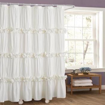 Single Shabby Elegance Ruffle Shower Curtain 72 x 72 inches【TEMU&TK仅支持自提】