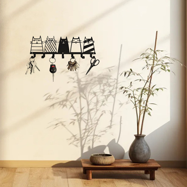 可爱的猫装饰挂钩。七钩键钩架，转换成一个高品质的现代壁挂式衣架（TikTok、temu下自提）-41