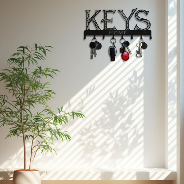 1pc金属墙安装钥匙挂钩：一个时尚的装饰墙装饰。冲孔/粘接安装存储解决方案，确保简单和整洁的关键组织（TikTok、temu下自提）-23