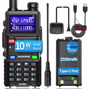 BAOFENG UV-5RH 10w GMRS Ham Radio with Long Range Walkie Talkies, Multifunctional Use, USB-C Charging, 999 Channels, Colorful LCD Display, Audio Produces