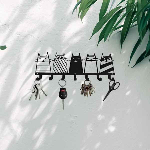 可爱的猫装饰挂钩。七钩键钩架，转换成一个高品质的现代壁挂式衣架（TikTok、temu下自提）-38