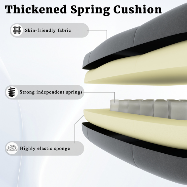 人体工学游戏椅，带按摩腰部支撑和脚踏的视频游戏椅，高度可调的布艺电脑椅，配有袋装弹簧垫，灰色（TEMU仅限自提）-8