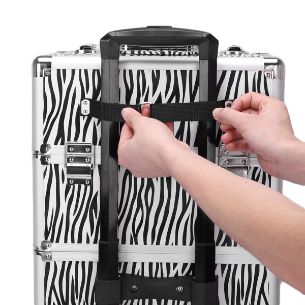 【SM】三合一四轮铝合金拉杆化妆箱纹绣箱 白斑马纹-33