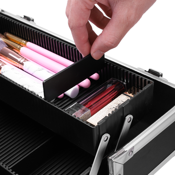 【SM】三合一四轮铝合金拉杆化妆箱纹绣箱 白斑马纹-25