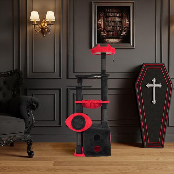 40*40*135cm 黑色+红色 万圣节5层睡窝款带眼睛抓板 宠物节日用品-10