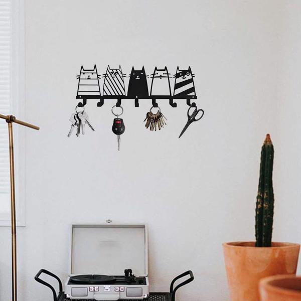 可爱的猫装饰挂钩。七钩键钩架，转换成一个高品质的现代壁挂式衣架（TikTok、temu下自提）-10