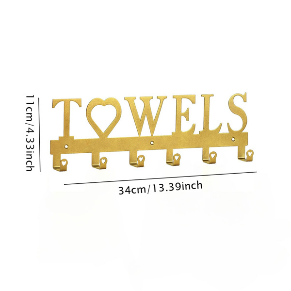 1pc优质金属壁挂式毛巾挂钩-节省空间6 -挂钩存储。简单的冲床安装适用于浴室，厨房，卧室和客厅。一个坚固的排钩组织家庭生活。墙雕塑。（TikTok、temu下自提）-2