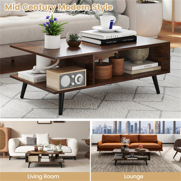 长方形咖啡桌，带2个开放式隔间 （ WALMART禁止销售）-8