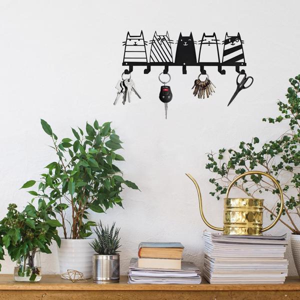 可爱的猫装饰挂钩。七钩键钩架，转换成一个高品质的现代壁挂式衣架（TikTok、temu下自提）-35