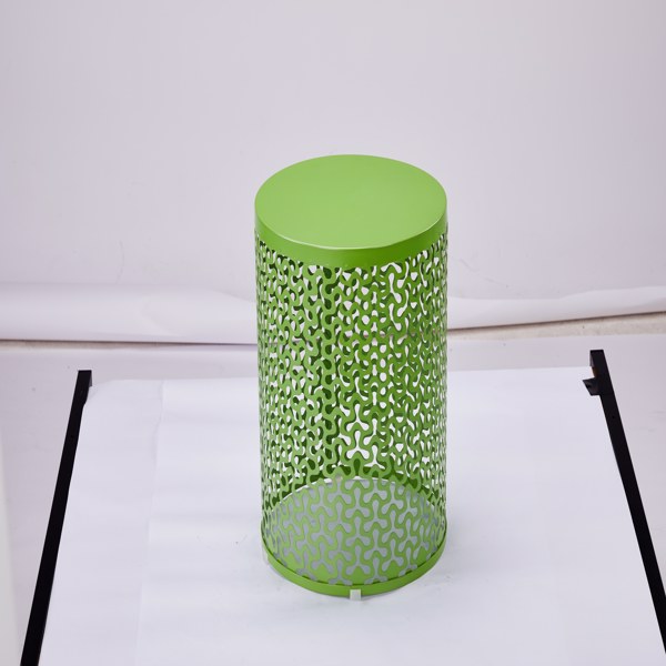 3pcs  三叶草花纹  桶形 绿色 15.7/13.7/11.8inch 庭院堆叠铁边桌-6