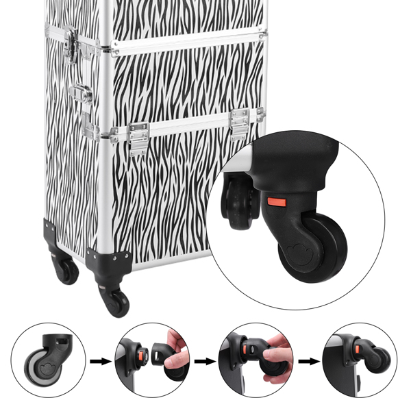 【SM】三合一四轮铝合金拉杆化妆箱纹绣箱 白斑马纹-32