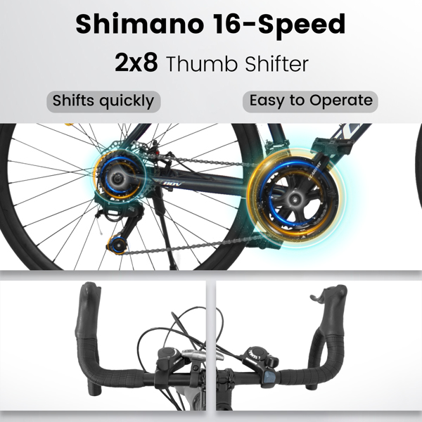 700Cx28 公路车，轻质铝合金车架，碟刹，16速，加速快，男女皆宜，高强度骑行的理想选择-5