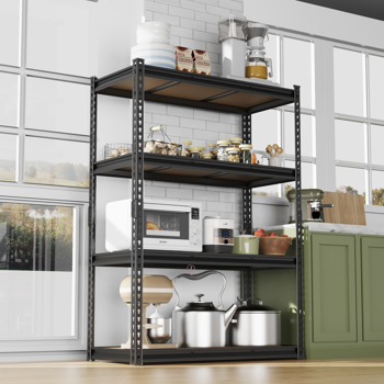 4层 可自由调节层间距 葫芦形孔位 带手套橡胶锤 展示架 铁 122*45*153.5cm 黑色铁件原木色中纤层板