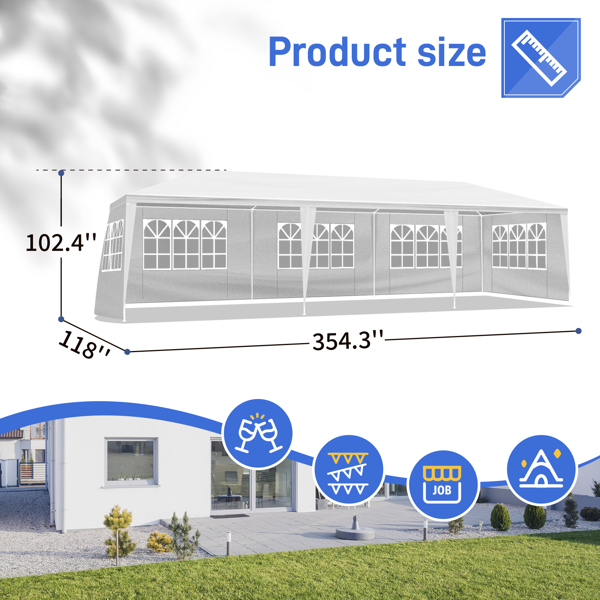 10*30ft 白色 8围 仿折叠棚 2门6窗 PE布 喷塑铁管-9