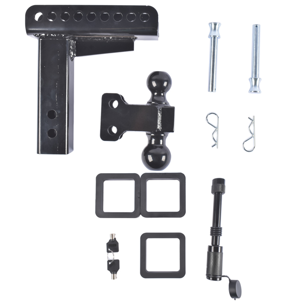 拖车挂接装置 Adjustable Trailer Hitch Fits 2.5" Receiver 6-Inch Drop/Rise 2" & 2-5/16" Ball 22000 LBS GTW with Anti-Theft Pin-7