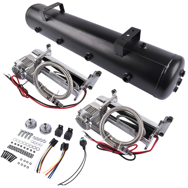空气悬挂改装气囊套件 580 Air Ride Suspension Compressors 5 Gal Air Tank 150 psi On 180 psi Off Pressure Switch-4