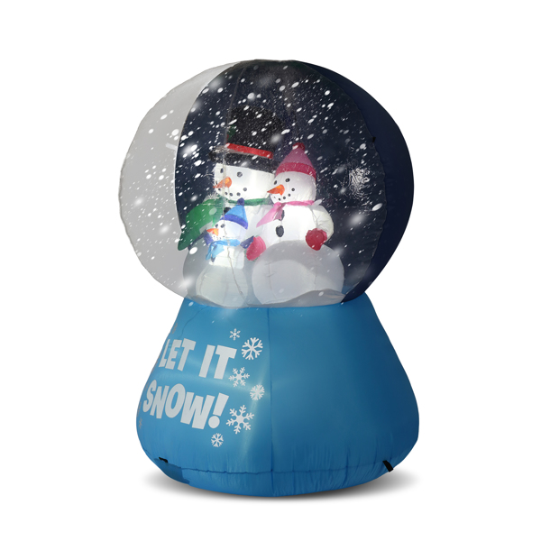 5.9ft  雪人水晶球 下雪 4颗LED灯 束口袋 圣诞充气装饰 12V 12V,2000mA 美规-2
