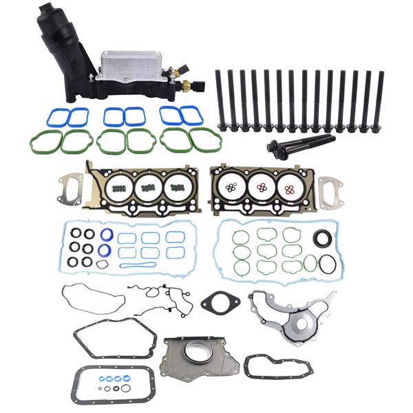 发动机大修包 Full Gasket Set+Oil Filter Housing Adapter w/Cooler Replacement for Jeep Chrysler Dodge Ram 1500 3.6L V6 Pentastar 2014-2017 HS26541PT 68105583AG-3