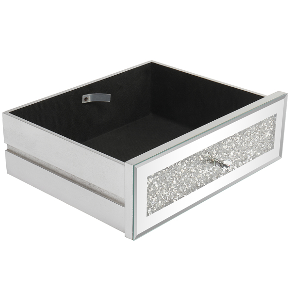 银色 密度板贴镜面 碎玻 106*38*76cm 三抽 电脑桌-3