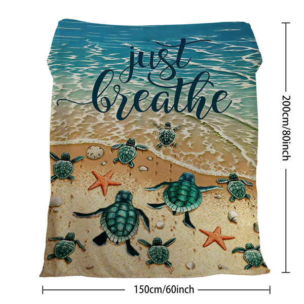 自产法莱绒毛毯 DOFT1064小龟赴海 150X200cm（temu仅可自提）-7