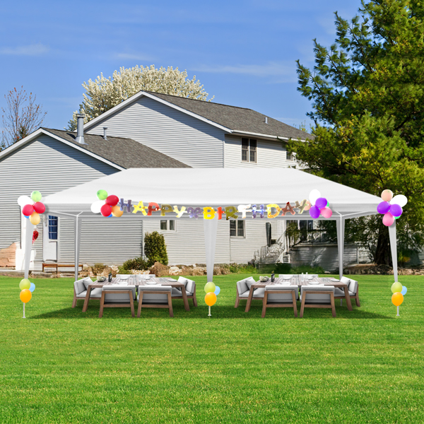 10X20ft 白色 无围布 仿折叠棚 喷塑钢管 PE布 LT-12