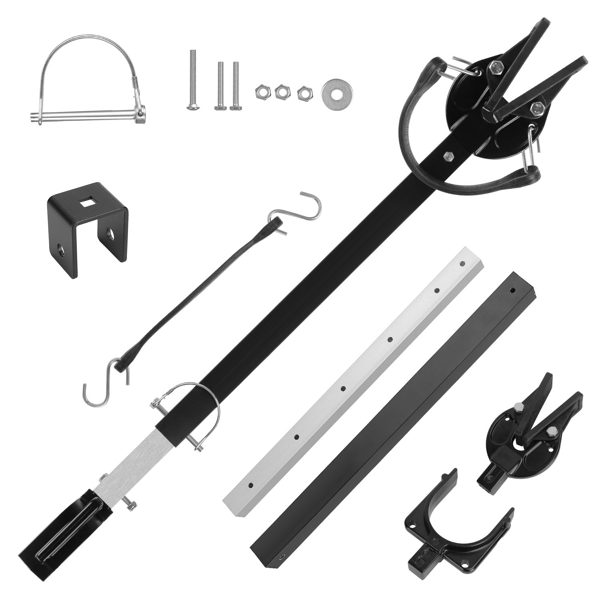 （物流随机发，自提可发加拿大）-船横梁保护器，28-40in可调节舷外电机支架-重型钢，减震橡胶带，2种安装选项（拖车和滚筒），适用于大多数100马力以下的发动机，保护横梁和电机-12