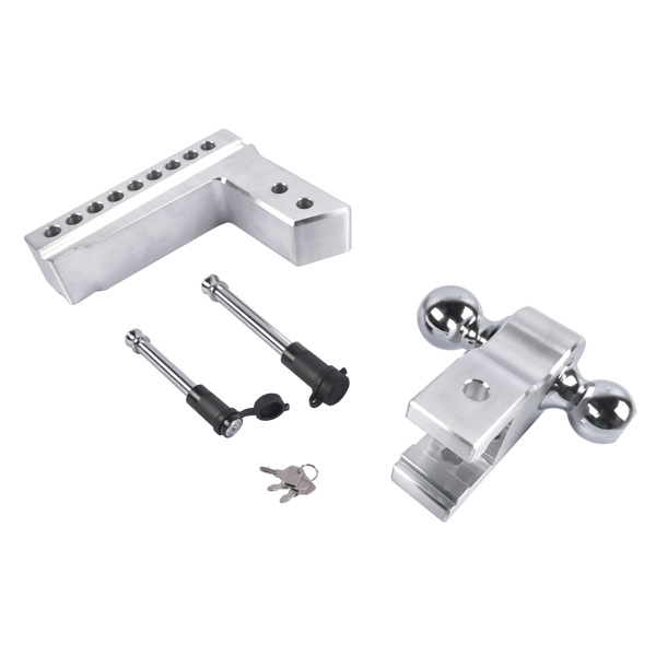 拖车挂接装置 Adjustable Trailer Hitch Aluminum Fit 2.5" Receiver 8" Drop/Rise 18500 LBS 2" & 2-5/16" Dual Ball-2