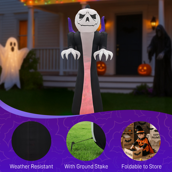 12ft  南瓜头死神 1三色火焰灯 万圣充气装饰 12V-8