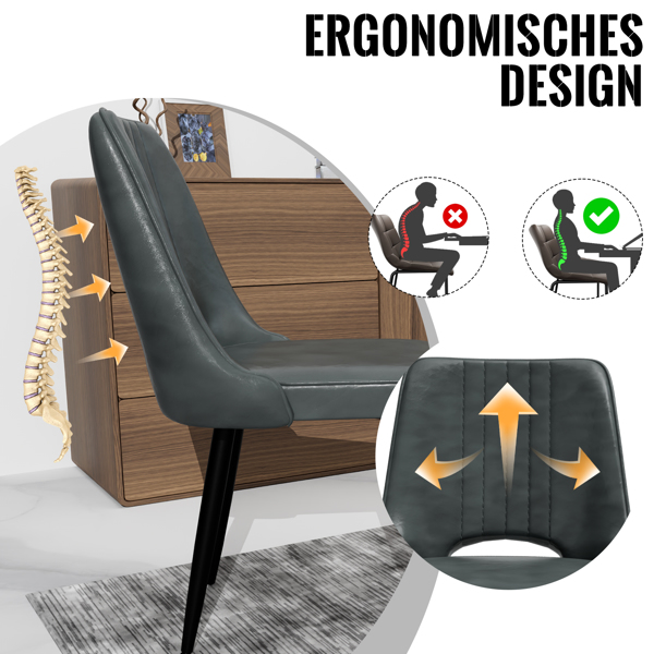 镂空靠背餐椅，现代厨房椅，北欧仿皮高背椅，客厅厨房用椅-6