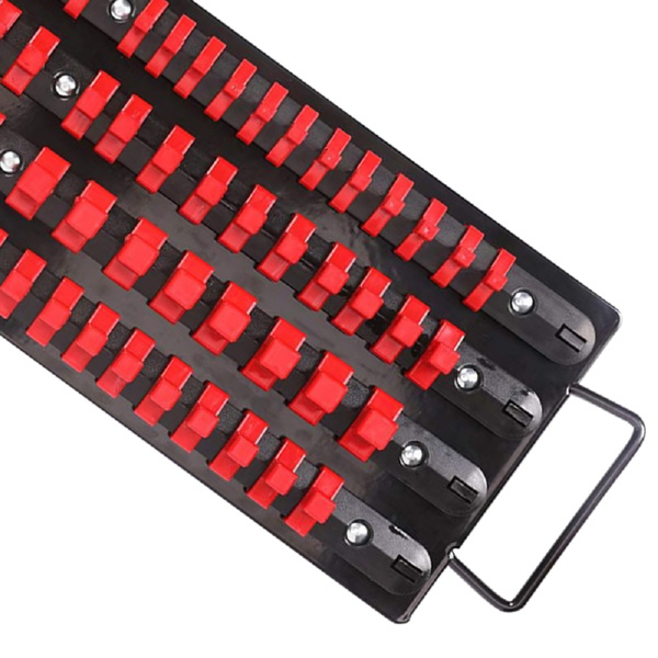 80件套筒架新提手套筒收纳架1/4 3/8 1/2套筒架 4排套筒架红色-4