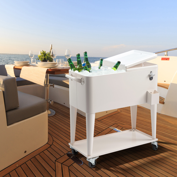 80QT 奶白色 冷冻保温推车 87.5*38.5*91cm 长方形 塑料箱体 铁脚管 冷冻保温-22