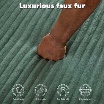 Oversized Chaise Lounge Chair Cozy Cloud Couch, Modern Plush Corduroy Upholstered Sleeper Sofa Daybed with 3 Throw Pillows and Wide Armrest for Living Room, No Assembly Required,Green 