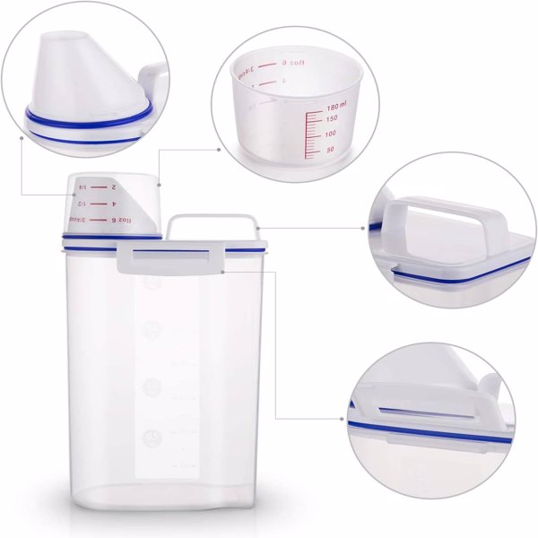 密封罐塑料量杯米桶防潮防虫储米箱厨房五谷杂粮储物罐猫粮狗 透明-1