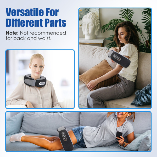 （物流随机发，自提可发加拿大）-便携式可充电颈部按摩枕 - 指压揉捏（正反方向），2种加热模式（104℉-122℉），3档速度，慢回弹记忆棉 - 2200mAh电池，牛奶丝面料，理想礼物-5