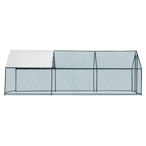 6*3*2m/19.7x9.8x6.5 ft  黑色 尖顶 拼接 180gPE雨布 镀锌管 电泳 铁鸡兔笼-10