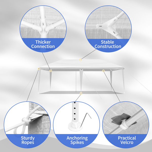 10X20ft 白色 无围布 仿折叠棚 喷塑钢管 PE布 LT-4