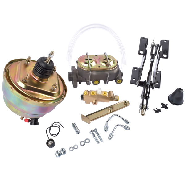 刹车总成 8” Dual Zinc Power Brake Booster Master Cylinder Disc Drum Kit Fit for Chevy GMC Truck C10 Suburban 1967-1972-2
