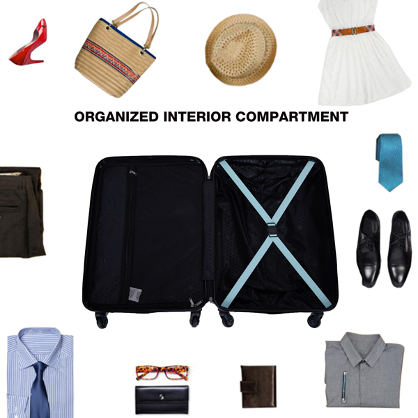 3 件套行李箱套装 ABS 轻型行李箱，带两个挂钩、万向轮、TSA 锁，（20/24/28）绿色-2