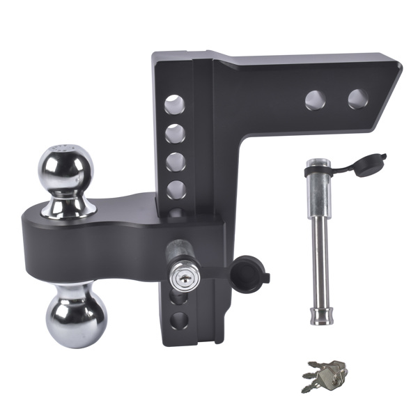 拖车挂接装置 Fits 2.5" Receiver Aluminum Trailer Hitch Adjustable 8" Drop/Rise 2" & 2-5/16" Balls 18500LBS w/2 Locks-2