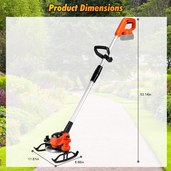 （物流随机发，自提可发加拿大）-无线轮式草坪修剪机 - 800W纯铜电机（15000转/分钟），2块21V 3000mAh电池，3种刀片（塑料/锯齿/不锈钢）及高度可调轮子-9