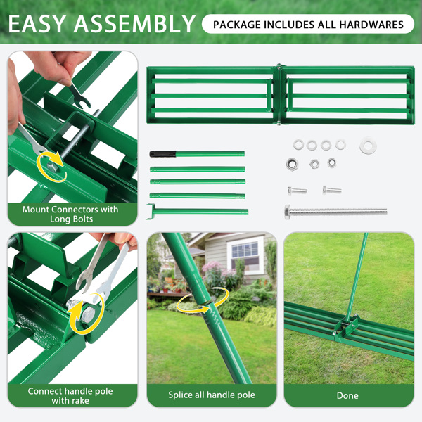 48*9.8*75inch 绿色草坪平整器 杆子拆装 铁 杆式工具-7