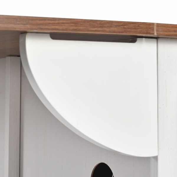 K&K 55.5 英寸农舍厨房岛，带折叠板，厨房储物岛，带谷仓门，电源插座，带香料架的带轮厨房推车，适用于家庭、厨房、餐厅，白色-15