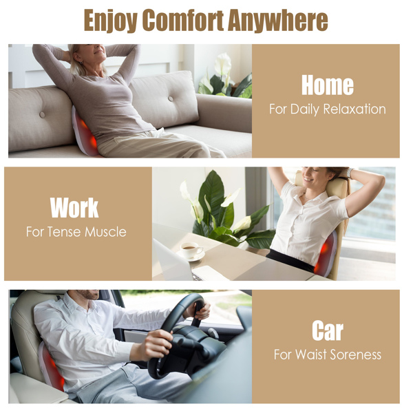 （物流随机发，自提可发加拿大）-无线腰部按摩器，配备 4 个 3D 揉捏按摩节点和加热功能 - 3 种强度调节，2000mAh 电池 - 缓解颈部、背部、大腿等部位的肌肉酸痛及更多不适-3