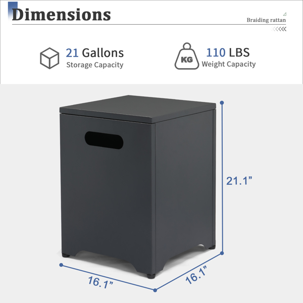 41*41*53.5cm  方形 黑色 燃气收纳 庭院铁边桌-5