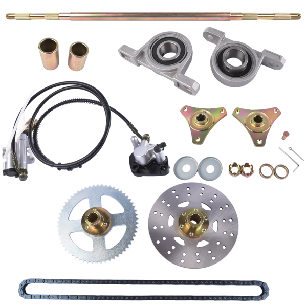 沙滩车后桥套件 Rear Live Axle Kit w/ Brake Assembly & Chain Replacement for Drift Trike Go Kart ATV Quads-2