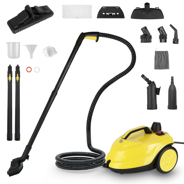 （物流随机发，自提可发加拿大）-1800W高压蒸汽清洁机 - 212℉无化学剂深度清洁，5巴加压，2升304不锈钢水箱，过热保护+16.83英尺电源线，多功能配件适用于家居/汽车/宠物区域-13