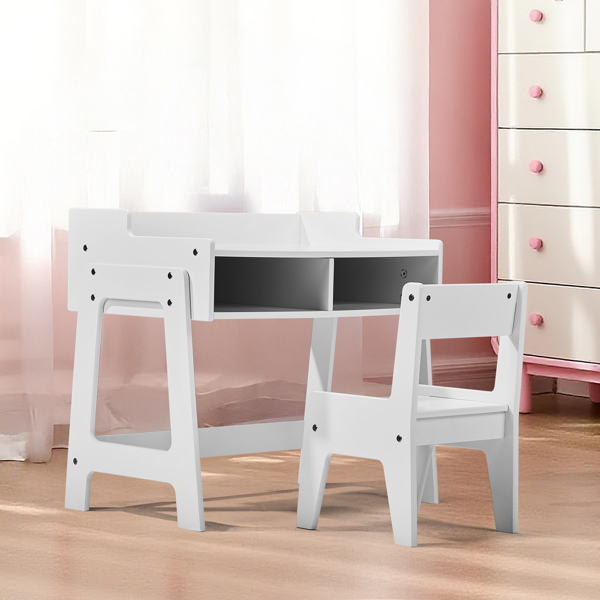 一桌一椅 学习桌 60.5*41.5*50cm 白色 MDF 儿童桌椅 储物格*2-2