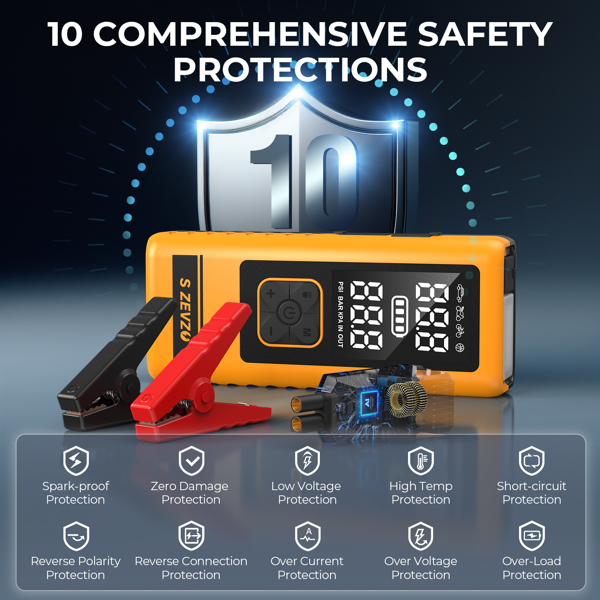 SZEVZO  M5  8800mAh 多功能应急启动电源 黑黄色 美规-8