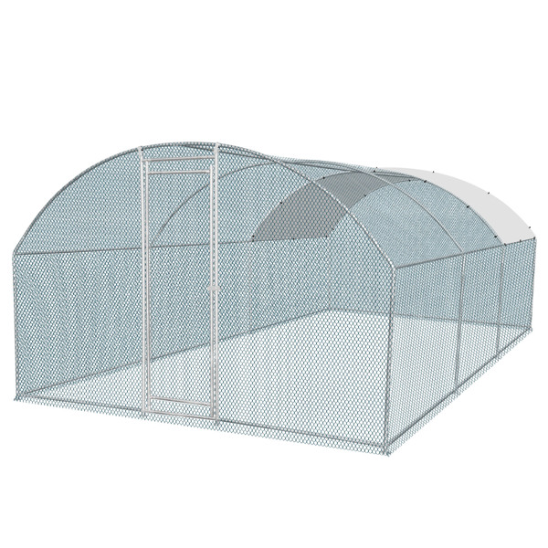 6*3*2m/19.7x9.8x6.5 ft  圆弧顶鸡舍 拼接 镀锌管 180gPE雨布 金属 铁鸡兔笼-11