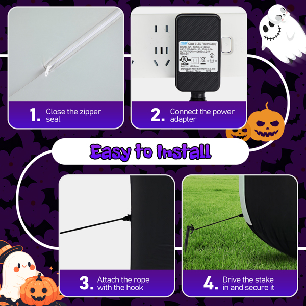 12ft  南瓜头死神 1三色火焰灯 万圣充气装饰 12V-4